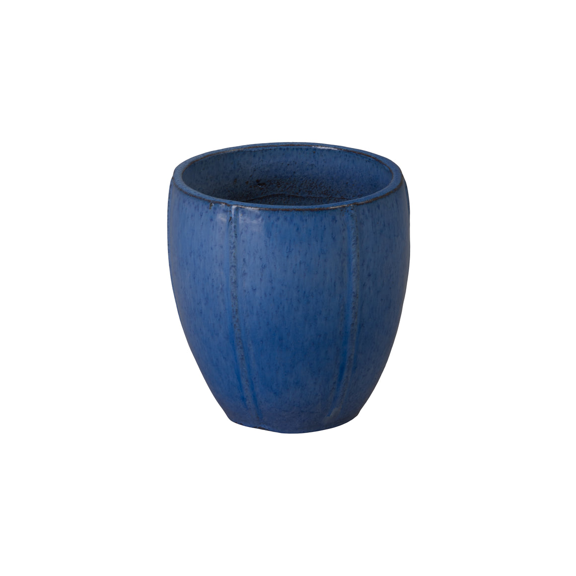 Crest 10 in. Round Blue Snow Ceramic Planter