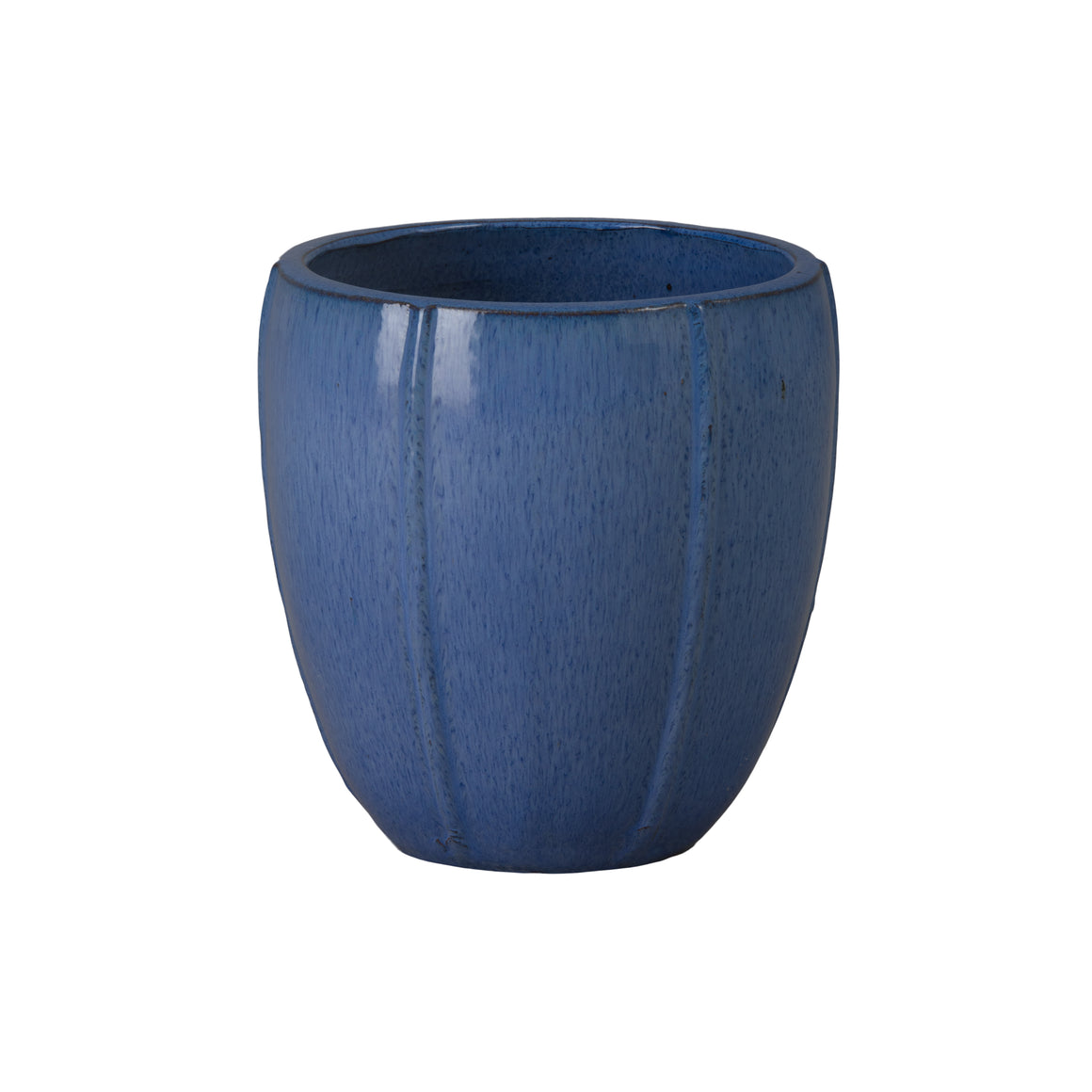 Crest 13 in. Round Blue Snow Ceramic Planter