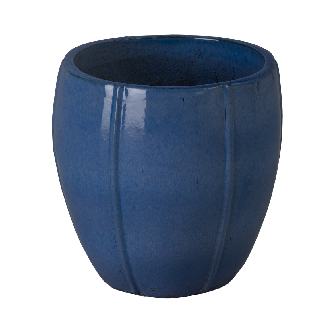 Crest 16.5 in. Round Blue Snow Ceramic Planter