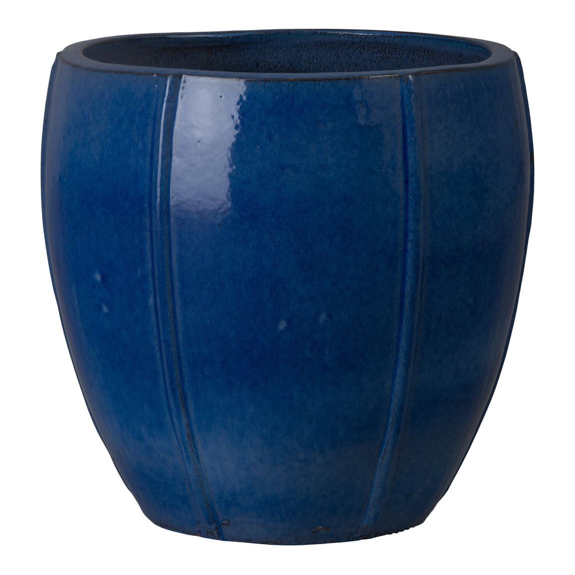Crest 20 in. Round Blue Snow Ceramic Planter