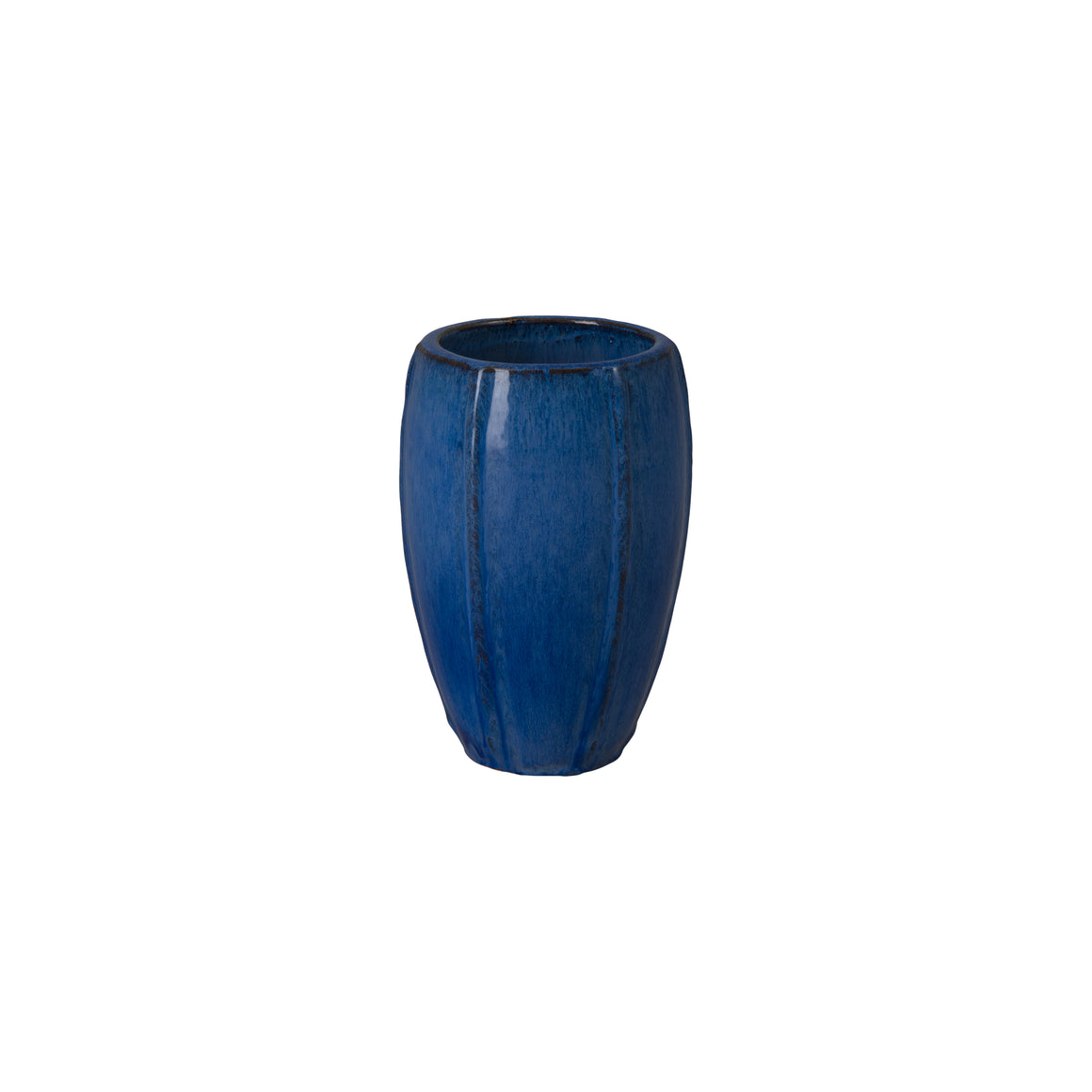 Crest 10.5 in. Tall Round Blue Snow Ceramic Planter