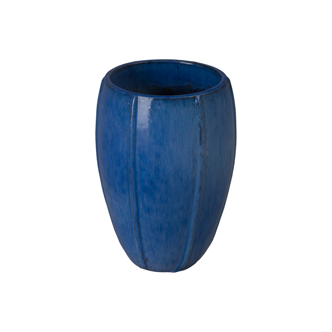 Crest 16 in. Tall Round Blue Snow Ceramic Planter