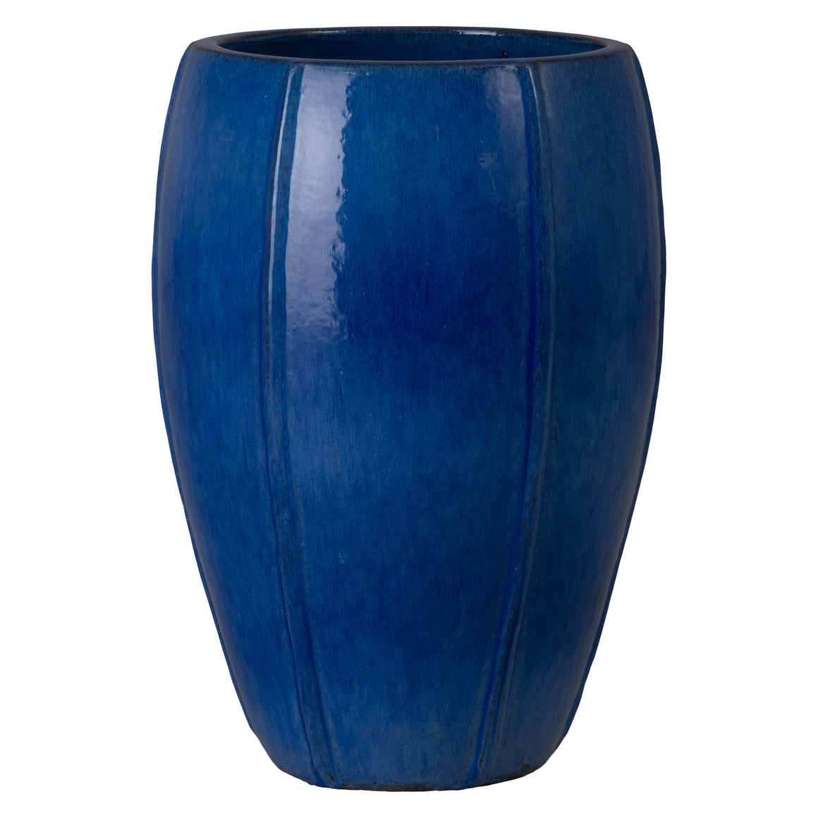 Crest 25 in. Tall Round Blue Snow Ceramic Planter