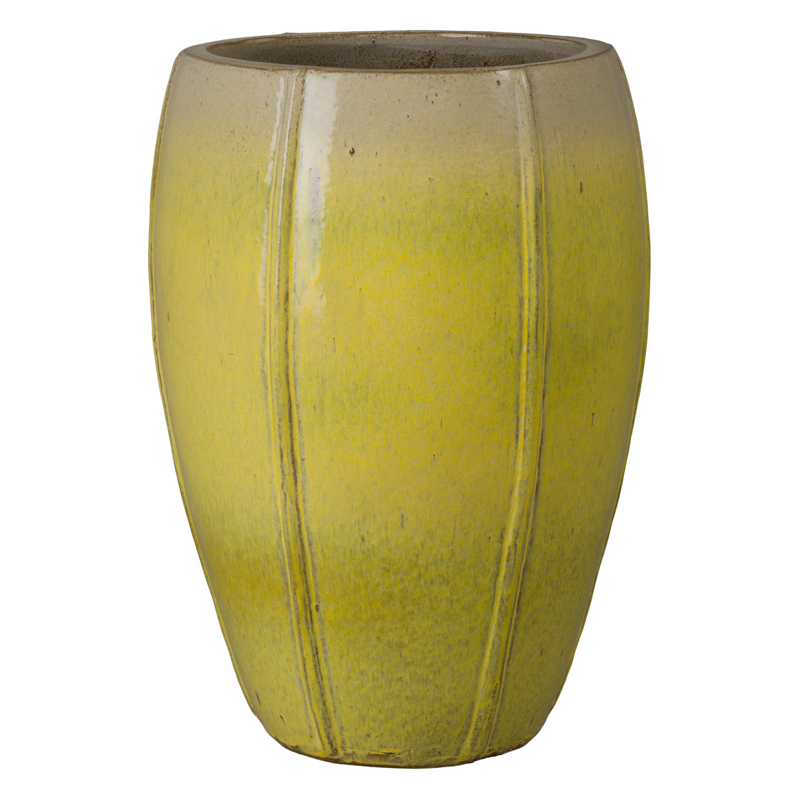 Crest 25 in. Tall Round Yellow Snow Ceramic Planter