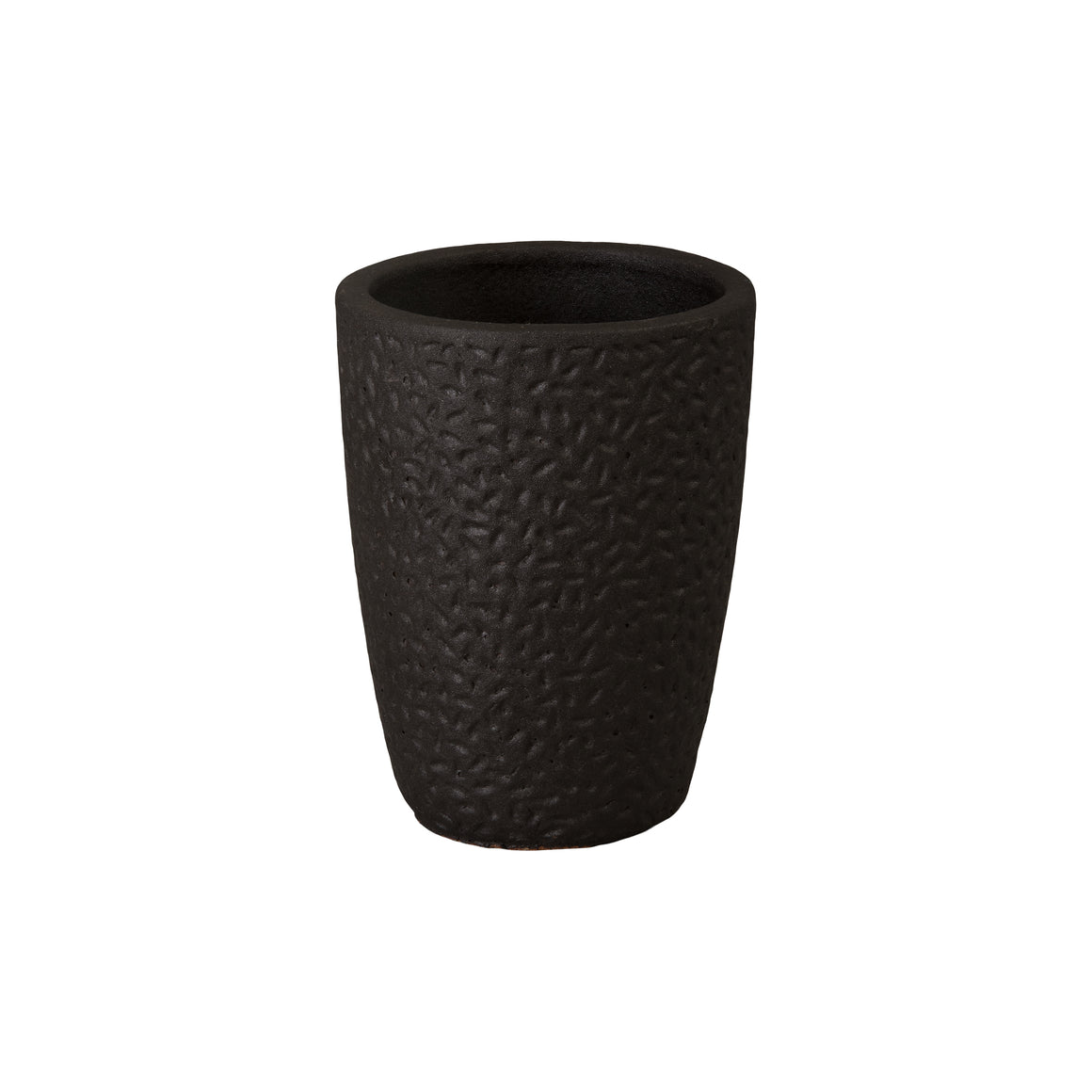 Notch 14 in. Round Matte Black Ceramic Planter