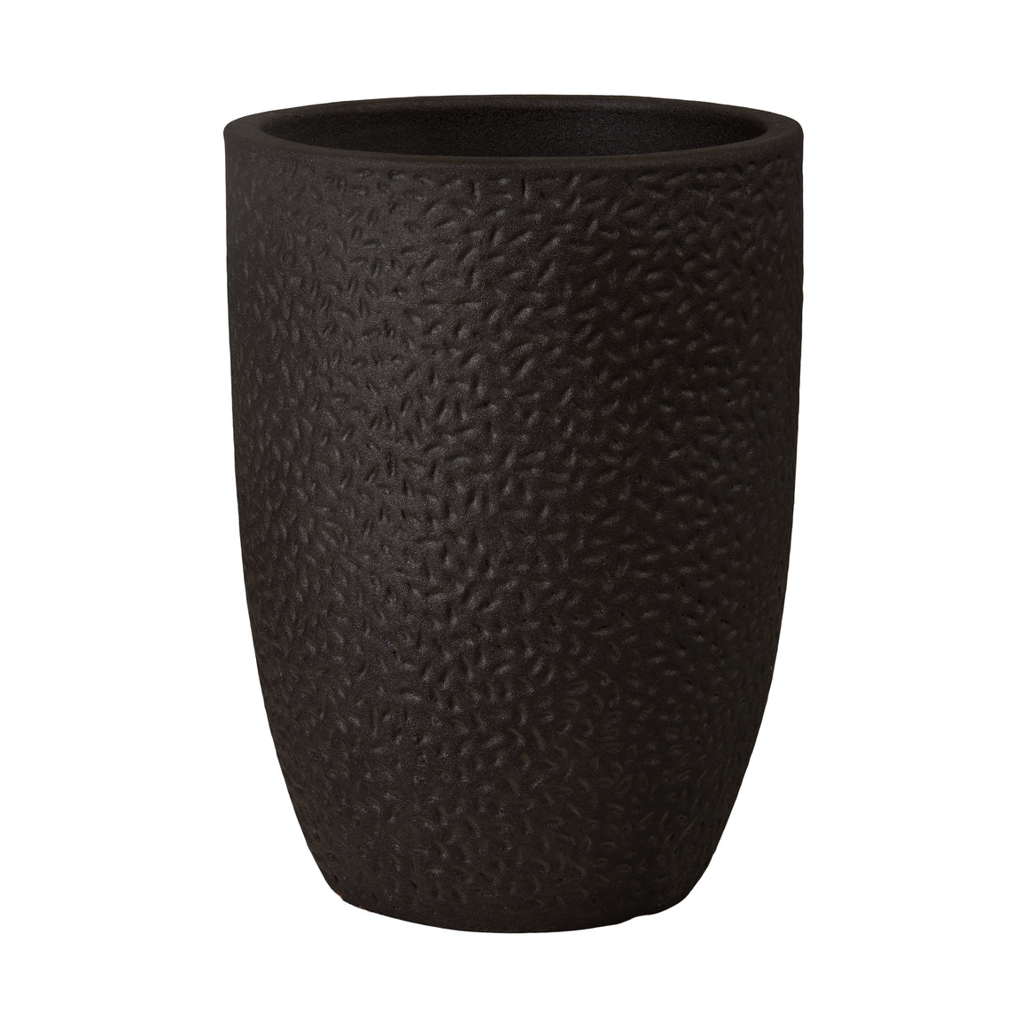 Notch 21.5 in. Round Matte Black Ceramic Planter