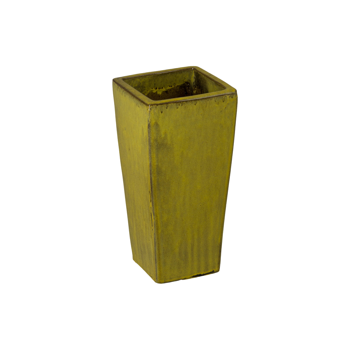Crisco 19.5 in. Tall Square Tropical Yellow Ceramic Planter