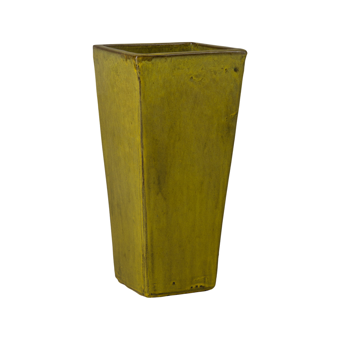 Crisco 25.5 in. Tall Square Tropical Yellow Ceramic Planter