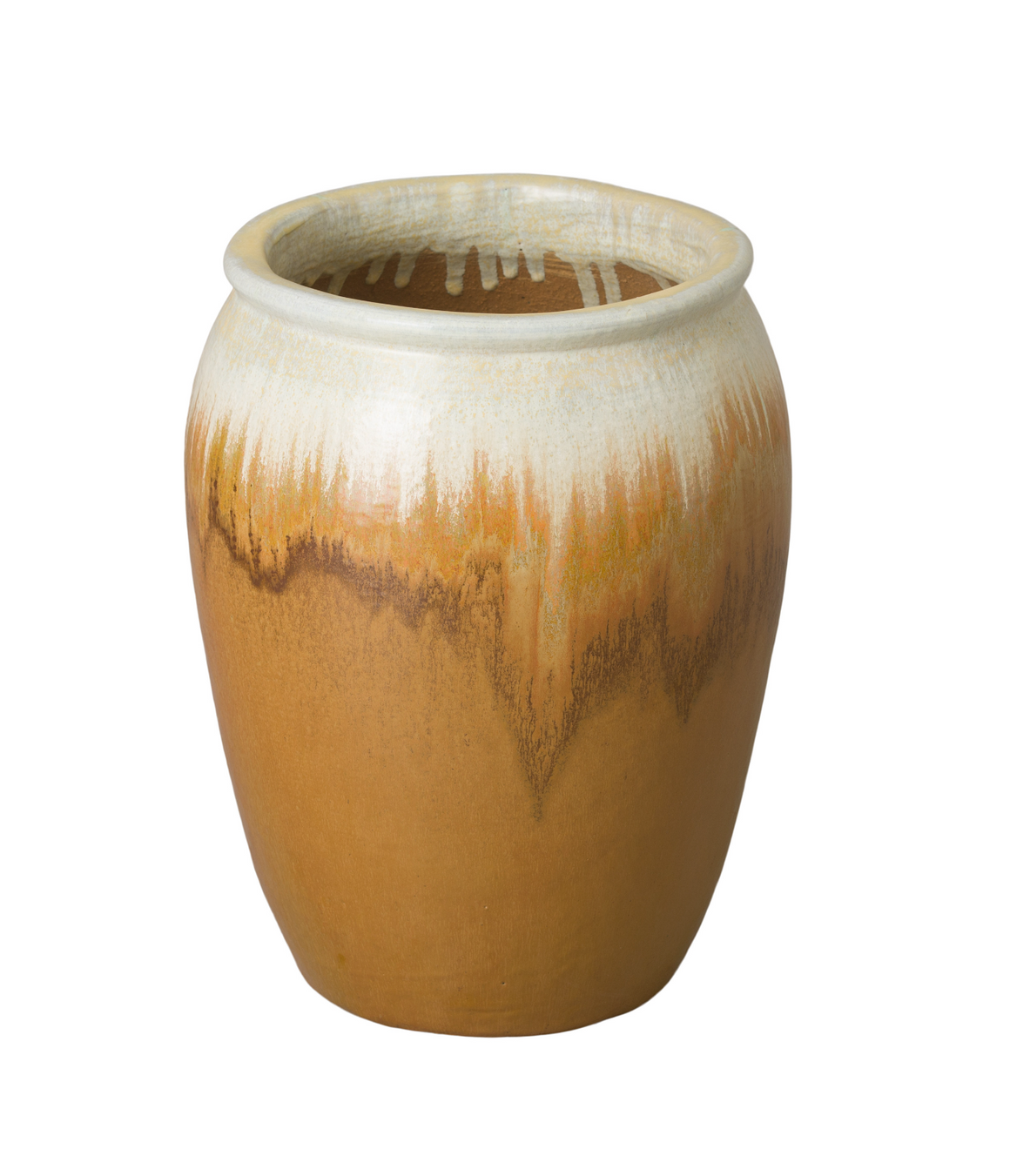 Small Tall Amber Ceramic Planter