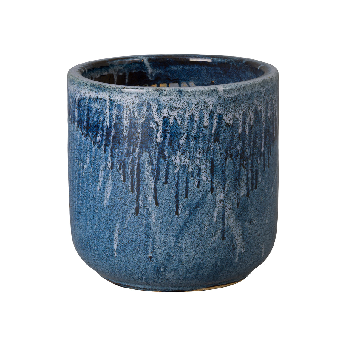 Barrel 16 in Round Quin Blue Ceramic Planter