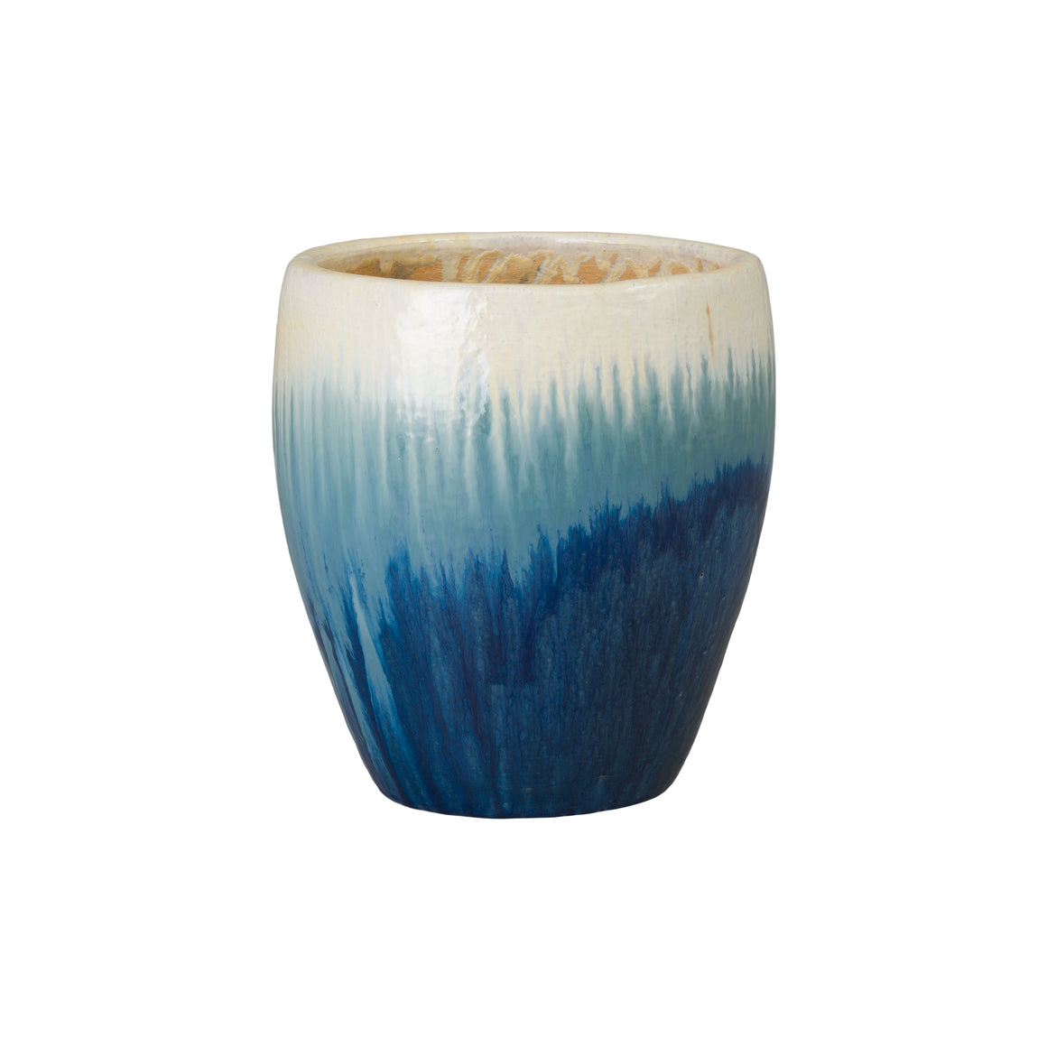 Ossal 16 in. Blue Snow Ceramic Planter