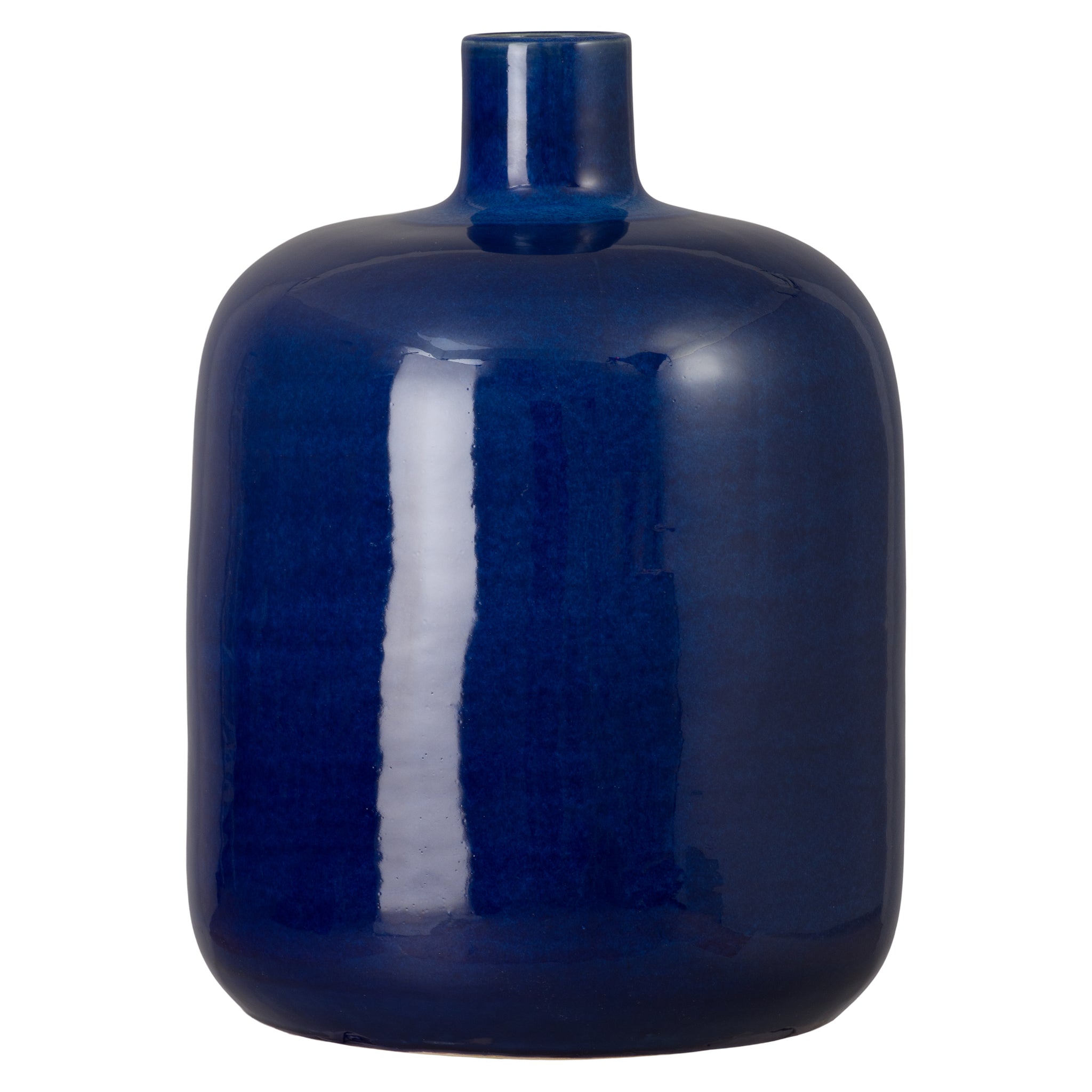 18 in. Round Blue Ceramic Jug Vase