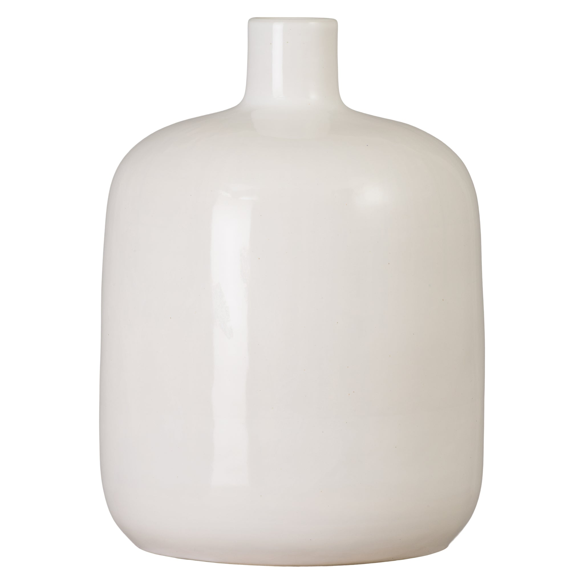 18 in. Round White Ceramic Jug Vase