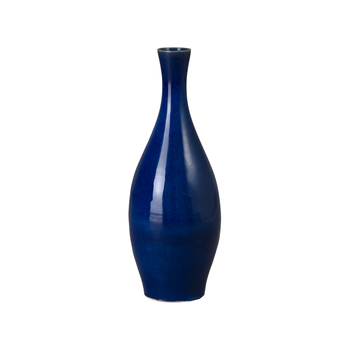 23 in. Round Blue Ceramic Bottle Vase