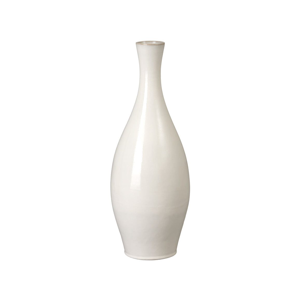 23 in. Round Moon White Ceramic Bottle Vase
