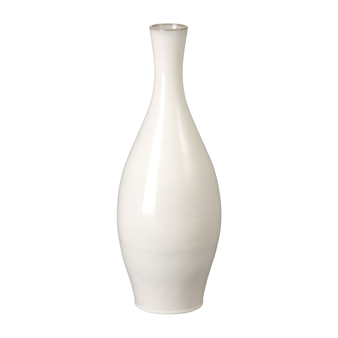 27 in. Round Moon White Ceramic Bottle Vase