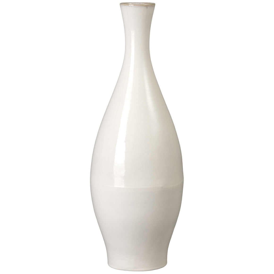 31 in. Round Moon White Ceramic Bottle Vase