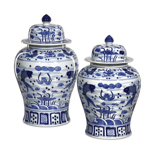South Sea Blue & White Large Temple Jar