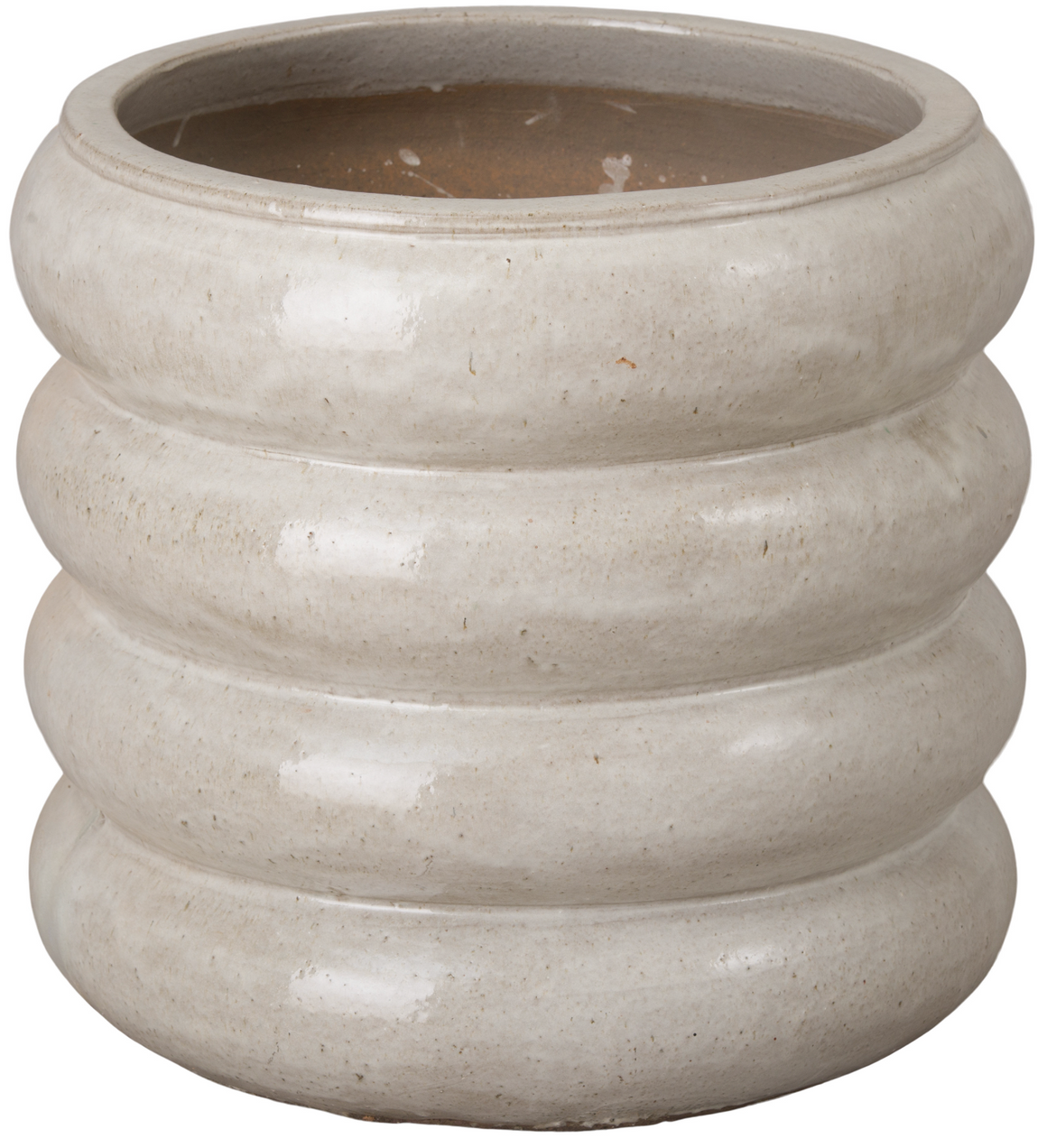 Large Torus Distressed White Ceramic Planter