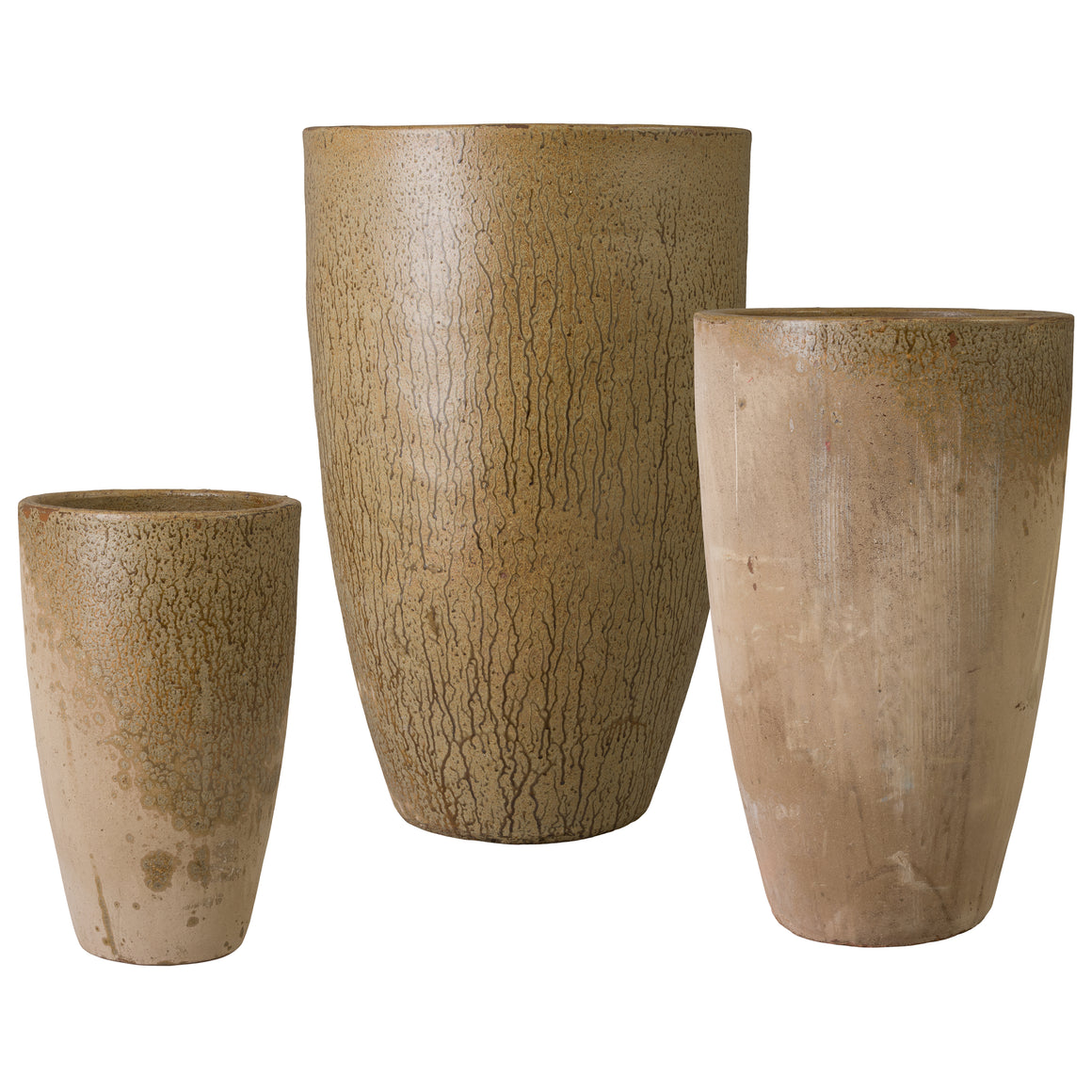 Saul Set of 3 Antique Amber Ceramic Planters