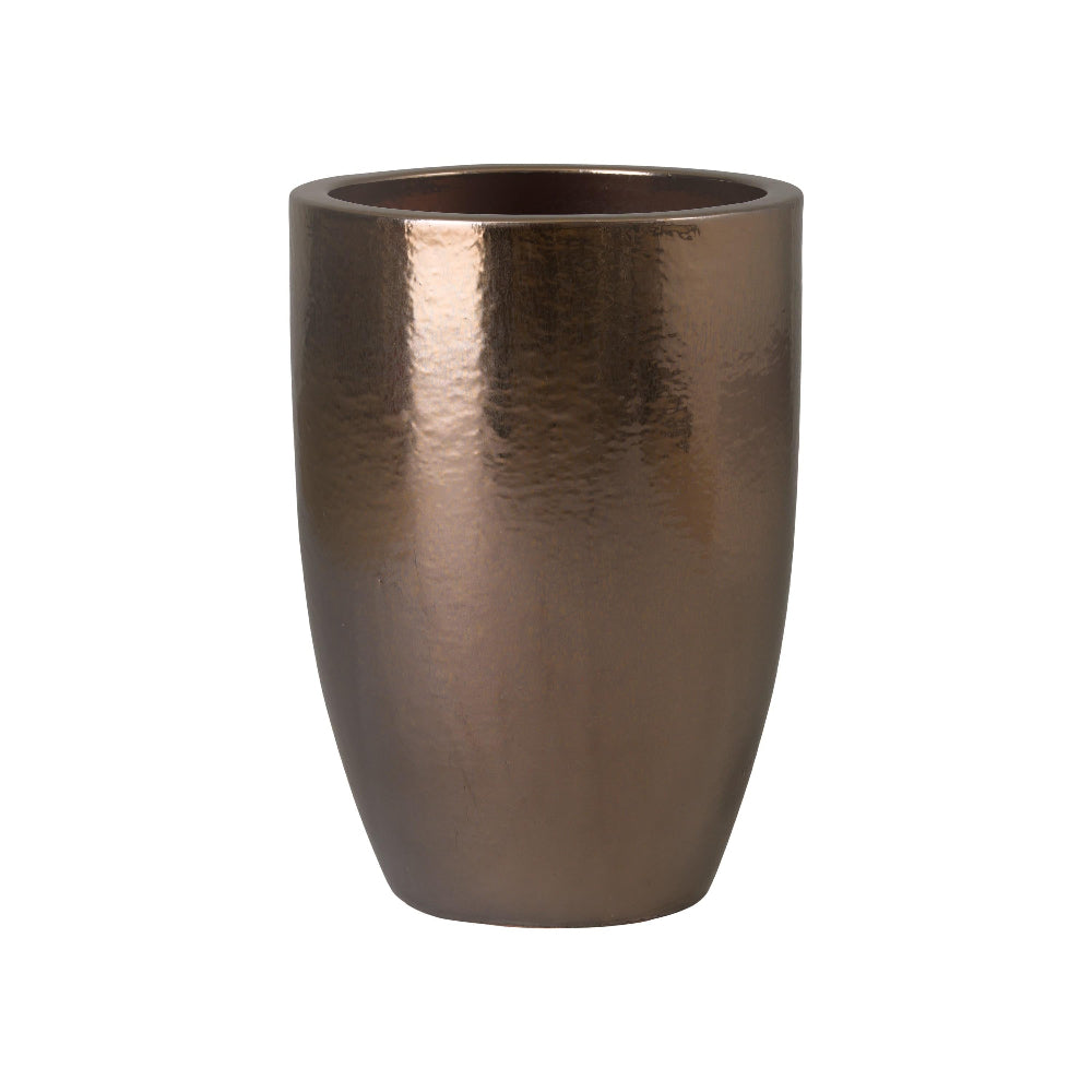 Small Tall Round Ceramic Planter - Gold