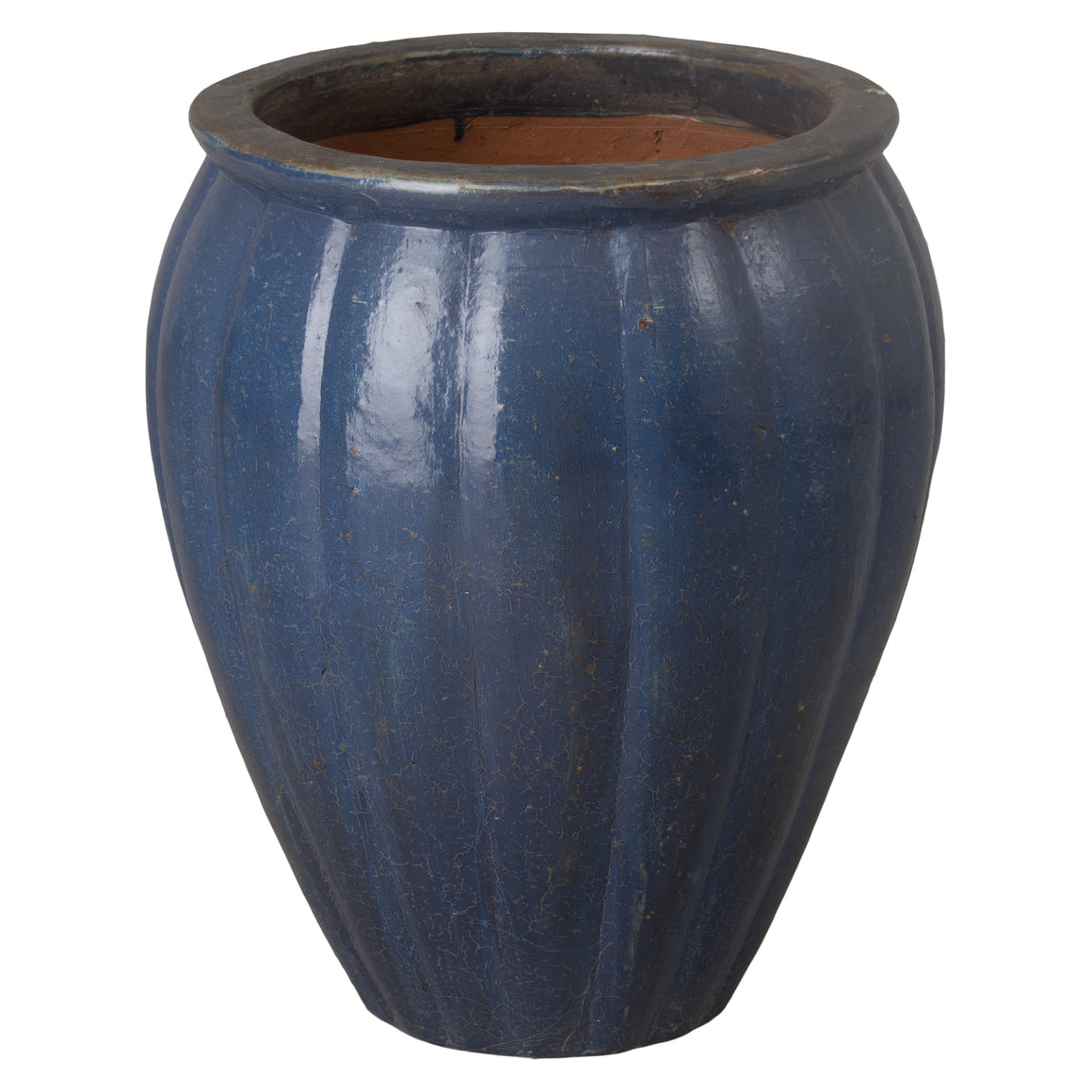 Large Antique Blue Wave Ceramic Planter