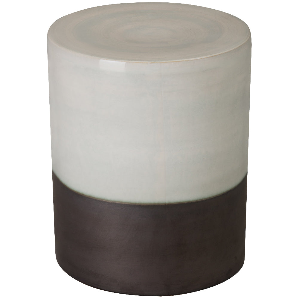 Two-Tone Cylindrical Garden Stool - Distressed White