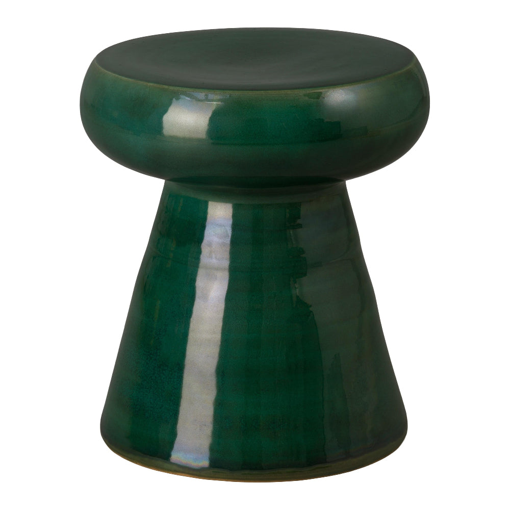 18" Ceramic Mushroom Garden Stool – Green