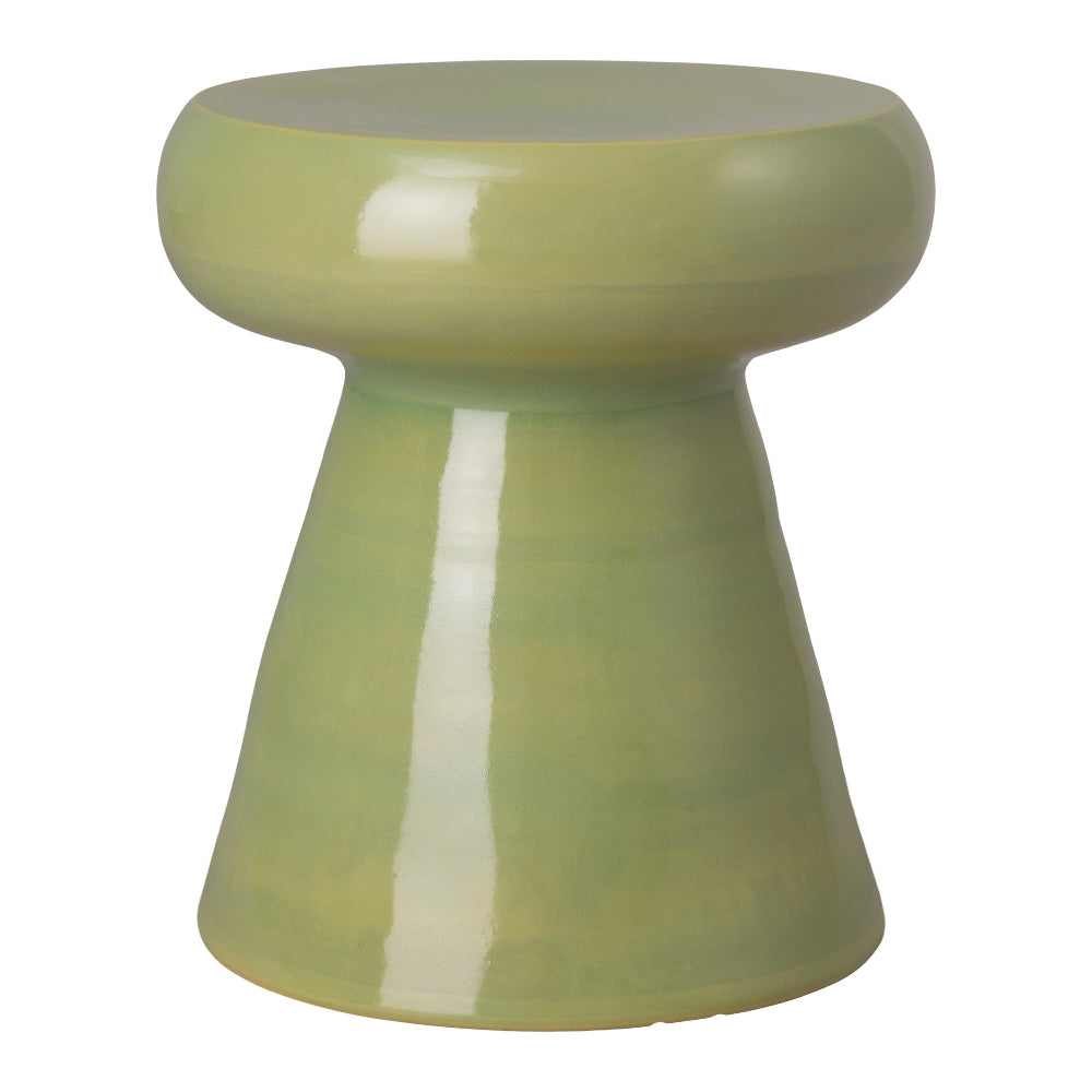18" Ceramic Mushroom Garden Stool – Lime