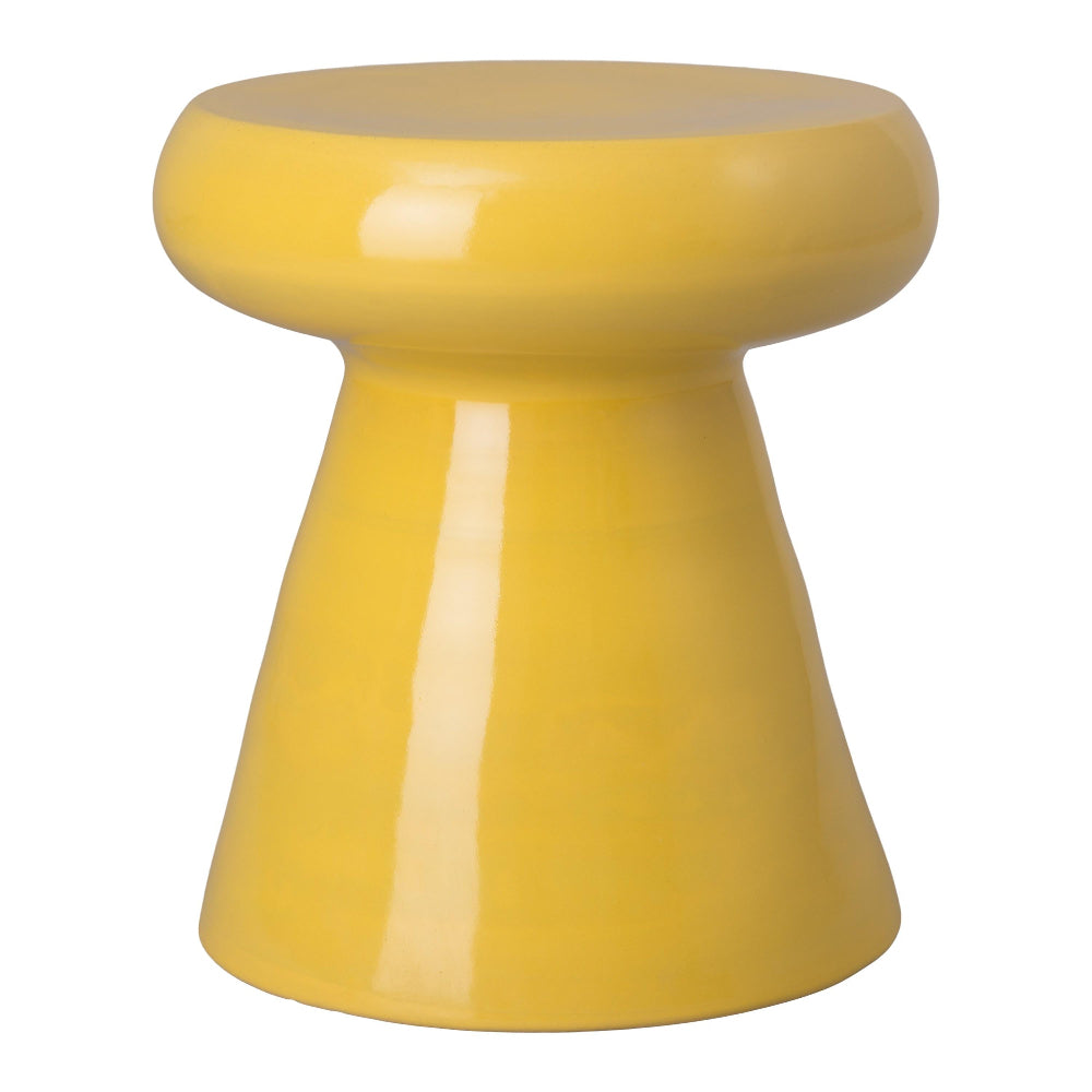 18" Ceramic Mushroom Garden Stool – Mustard Yellow