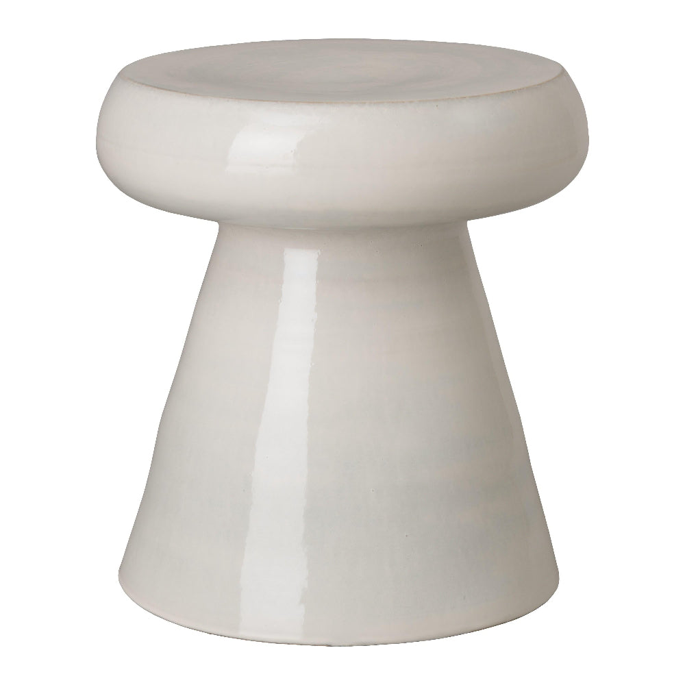 18" Ceramic Mushroom Garden Stool – White