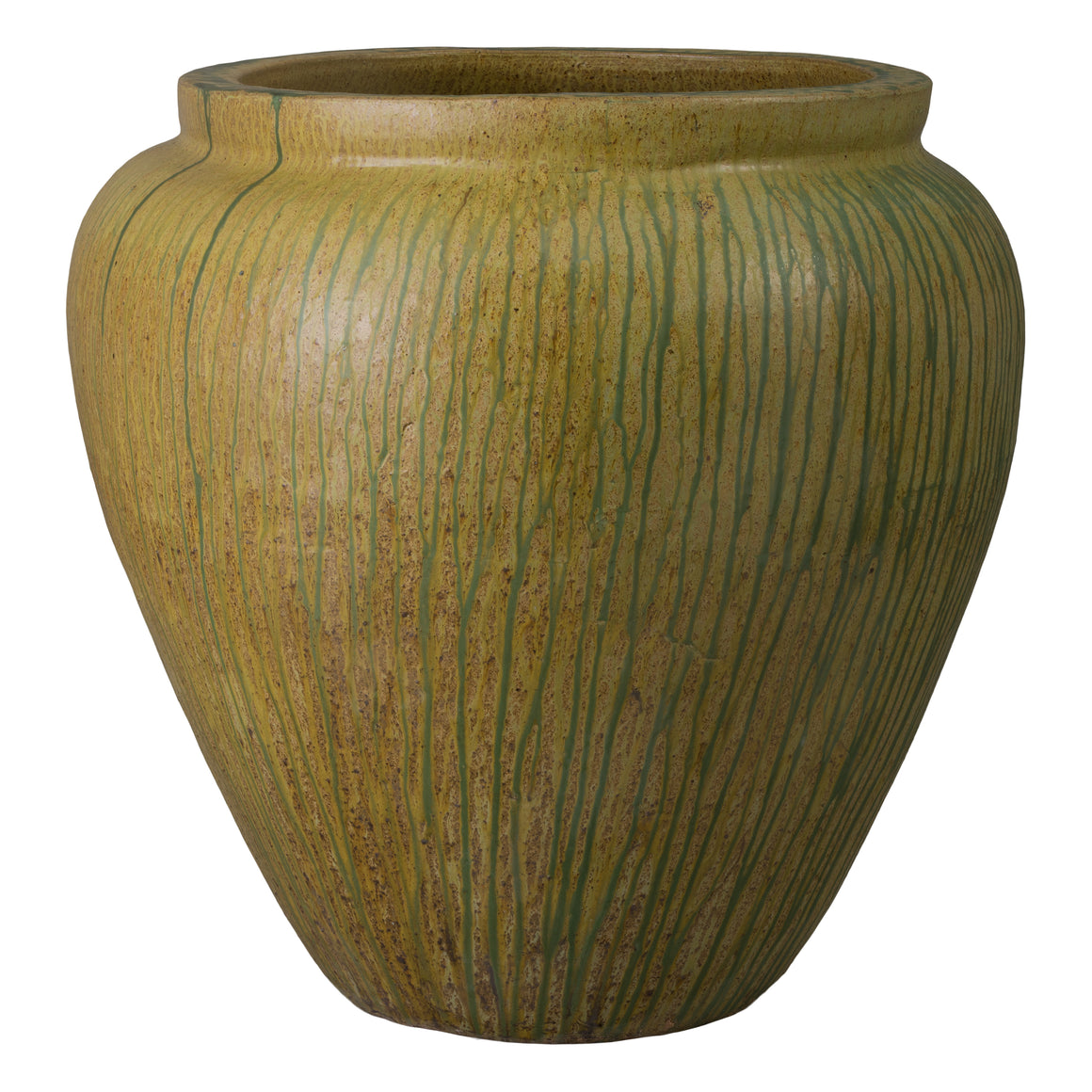Urge 31.5 in. Antique Drip Ceramic Planter in Yellow Green