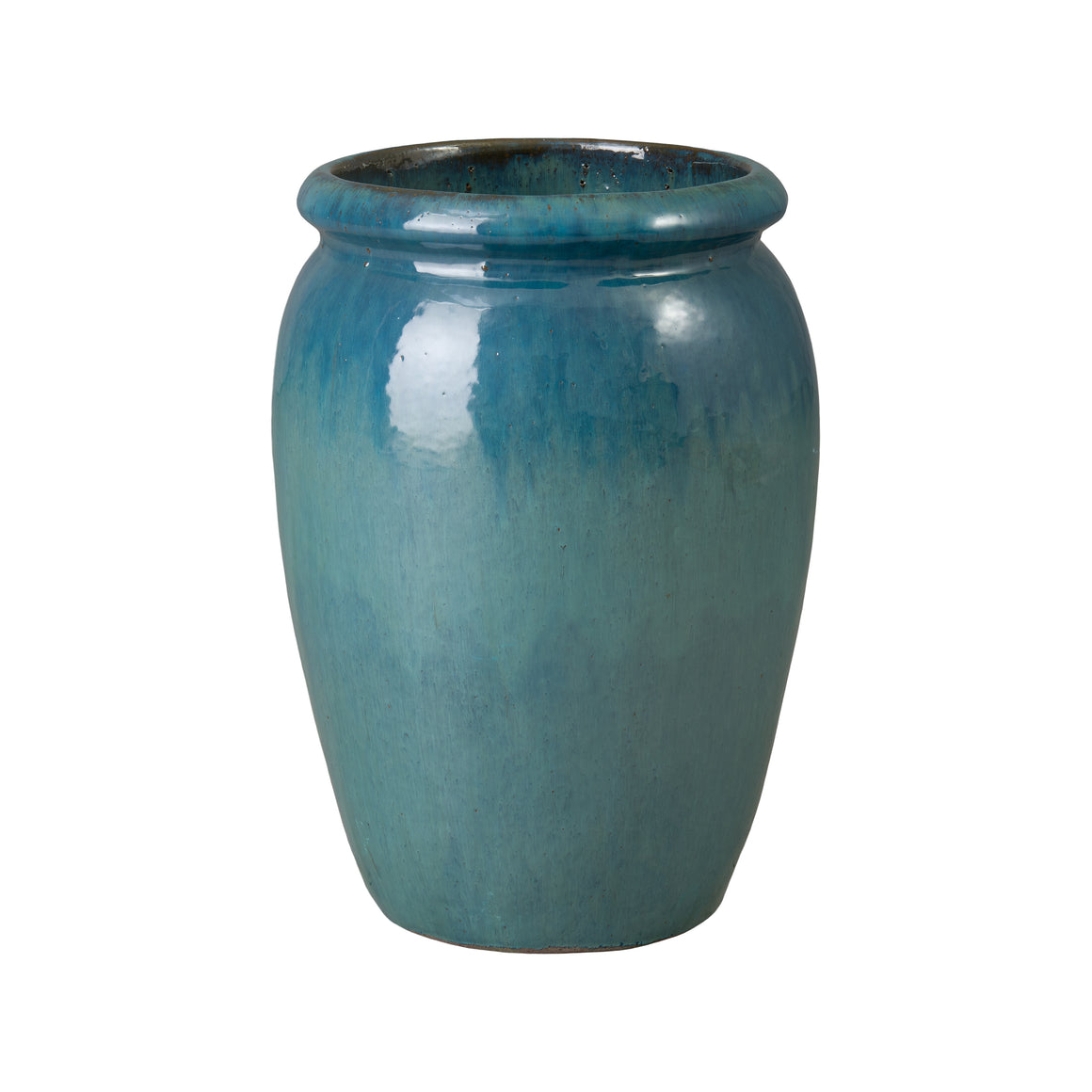 Convex 21 in. Teal Ceramic Planter