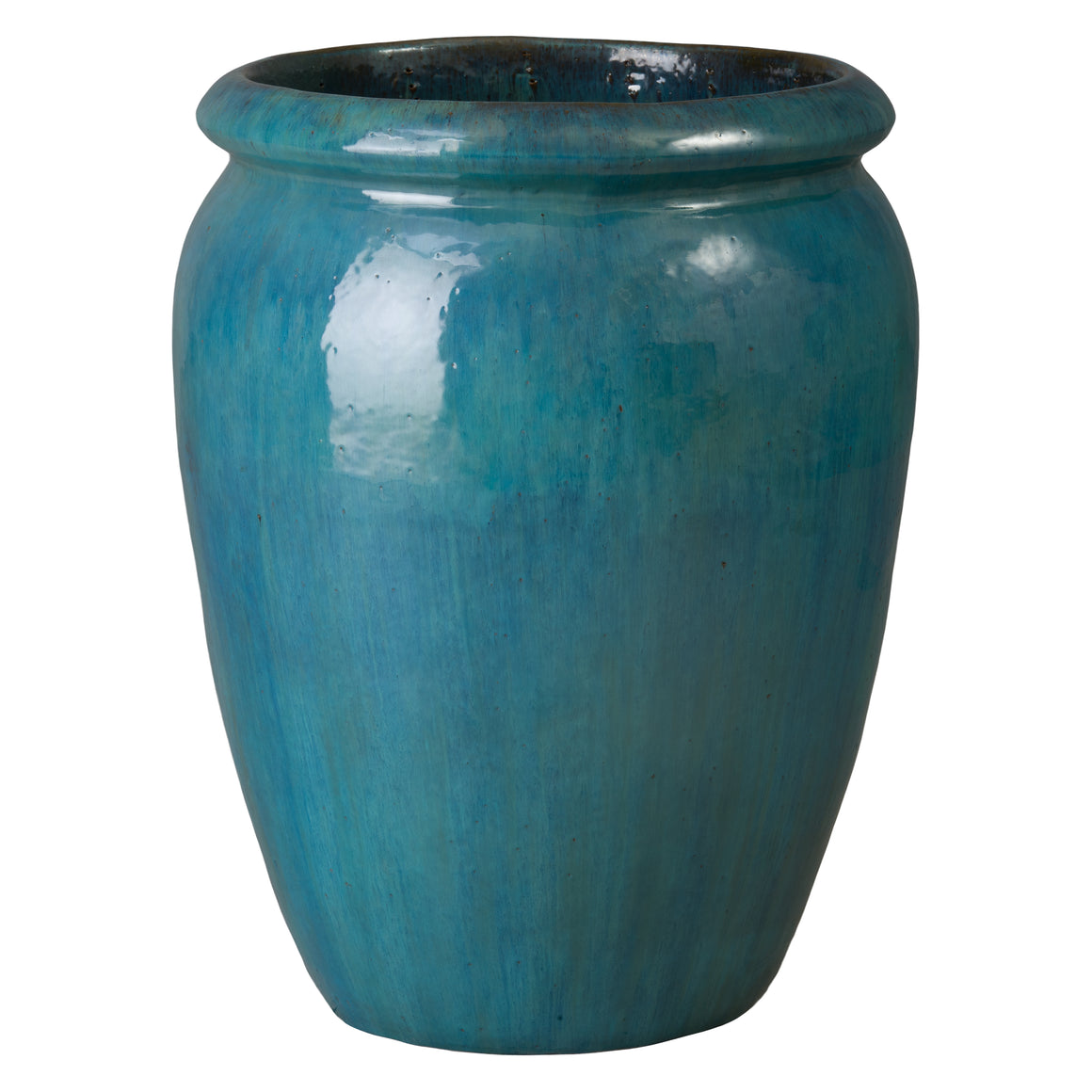 Convex 26.5 in. Teal Ceramic Planter