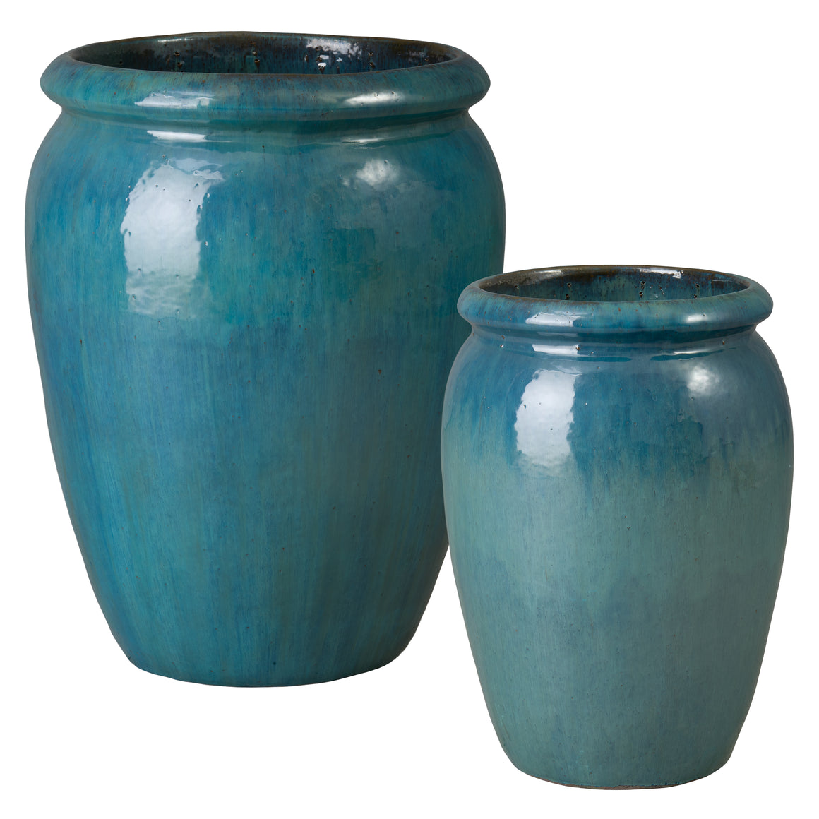 Convex Set of 2 Teal Ceramic Planters
