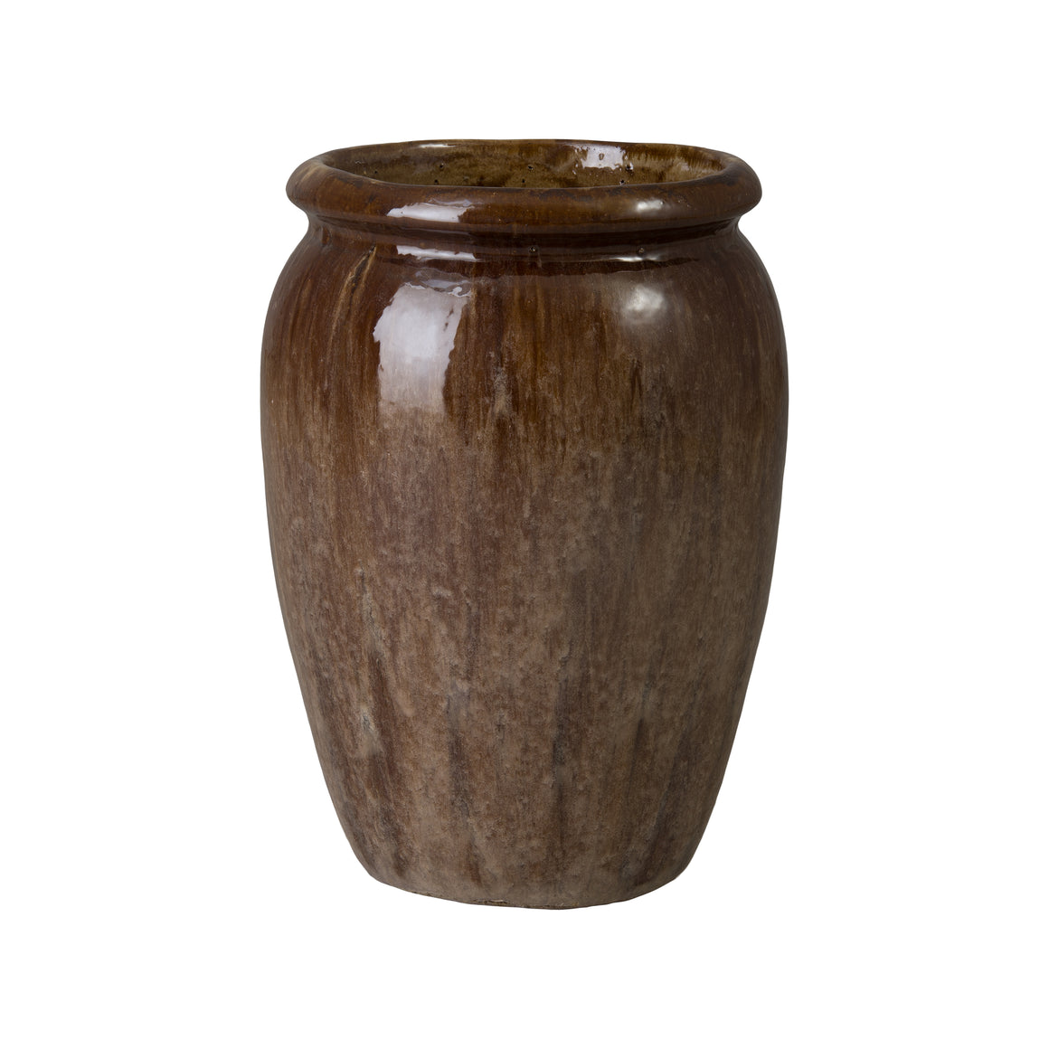 Convex 21 in. Variegated Olive Ceramic Planter