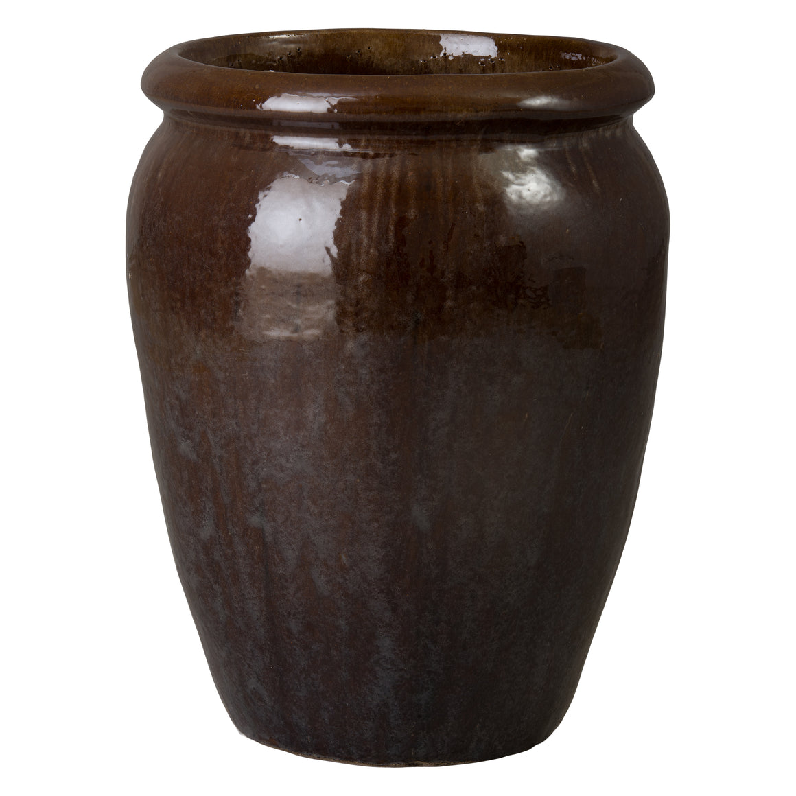 Convex 26.5 in. Variegated Olive Ceramic Planter