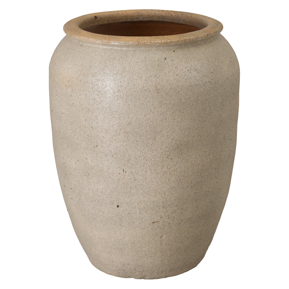 Large Tapered Ceramic Jar – Distressed White