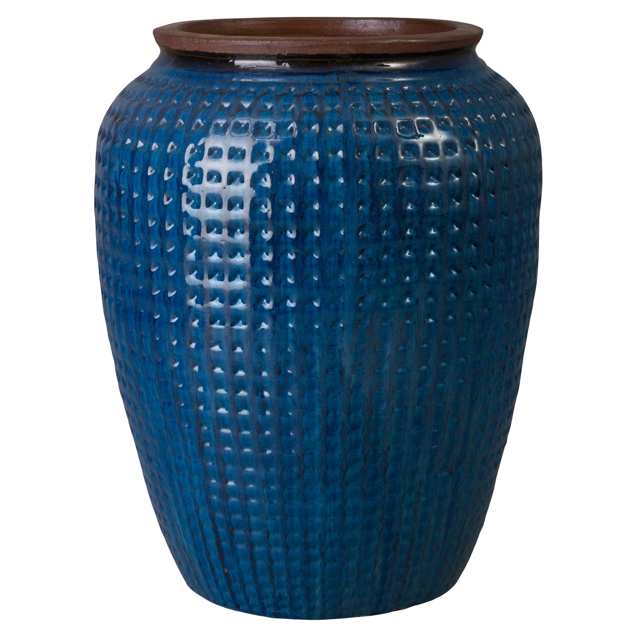 Waffle 32 in. Blue Ceramic Jar