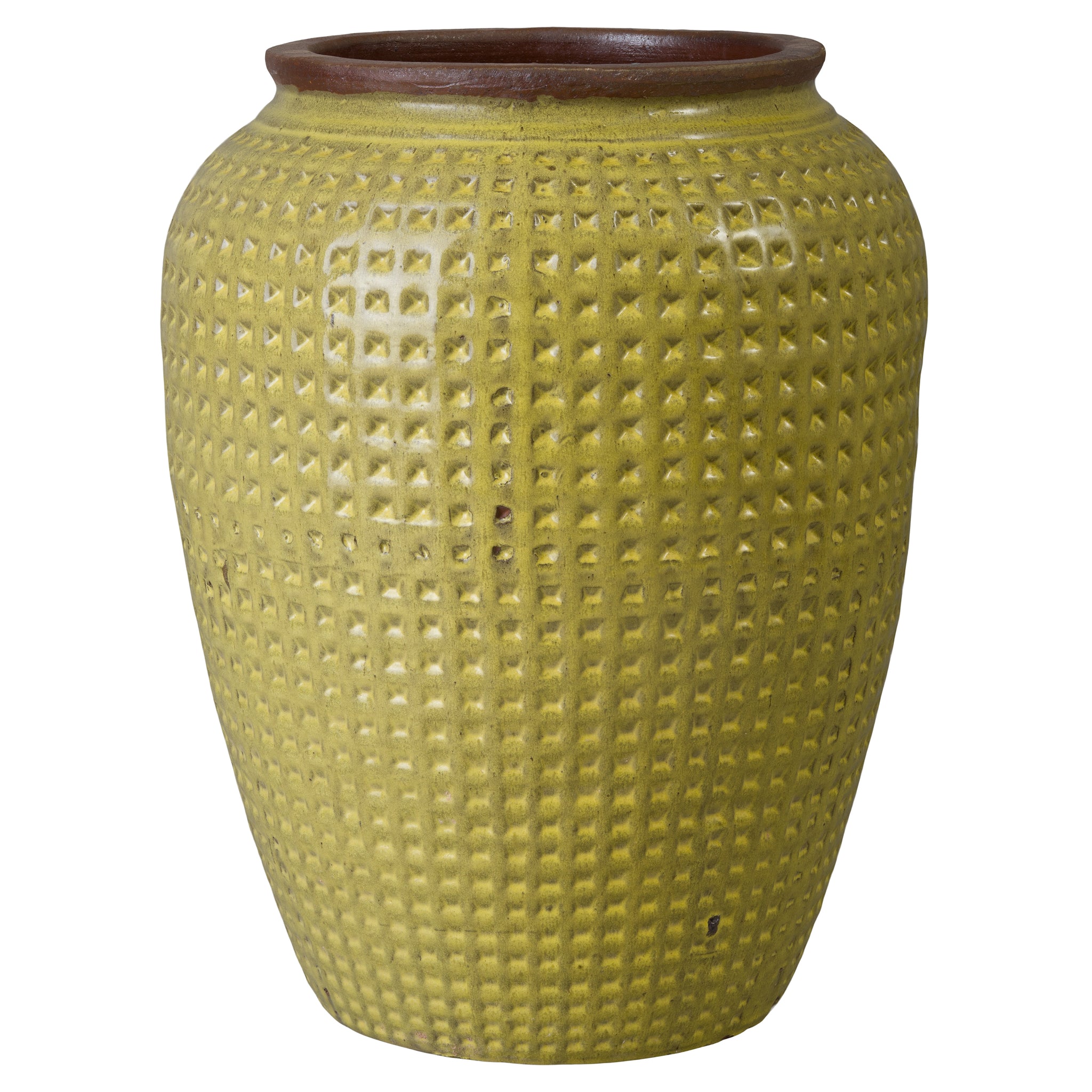 Waffle 32 in. Yellow Ceramic Jar
