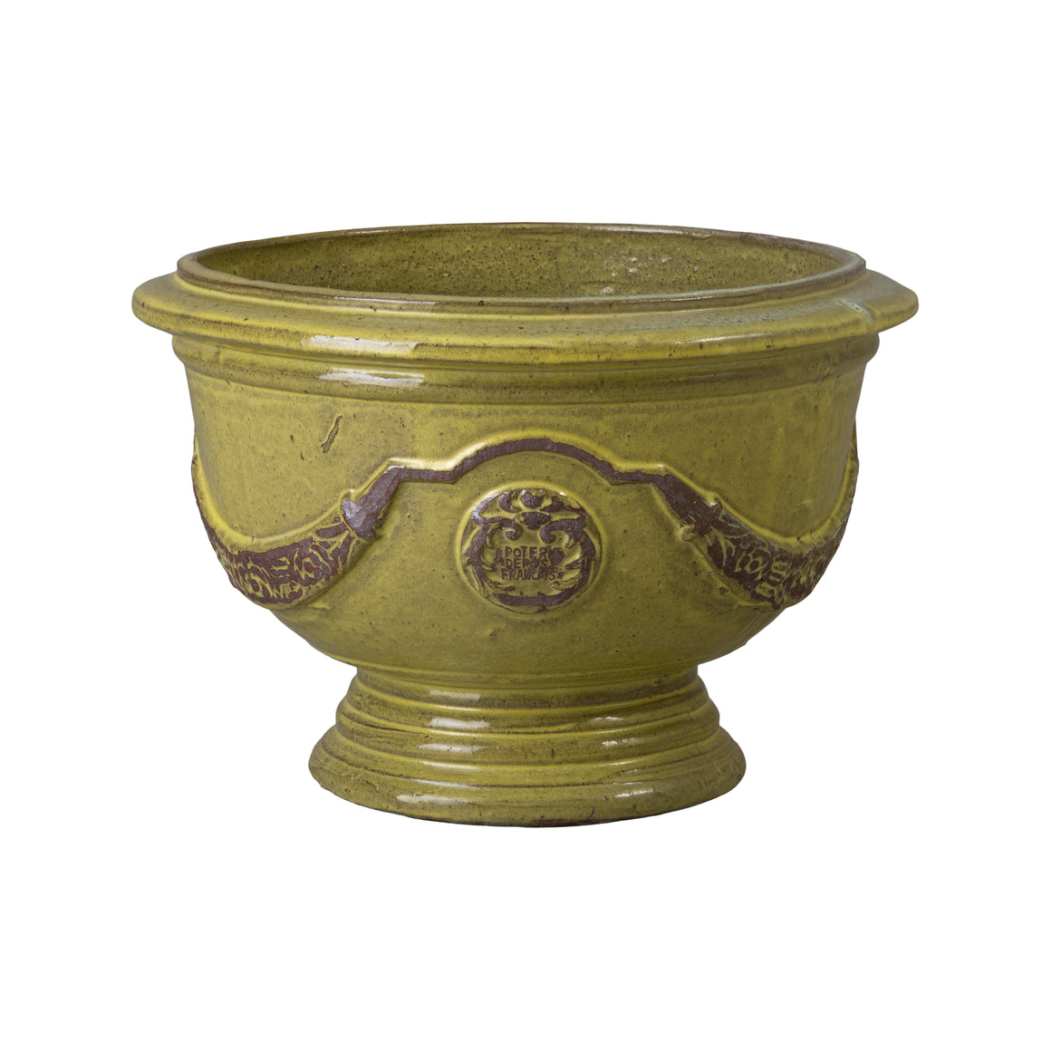 Anduze 14 in. French Yellow Ceramic Planter