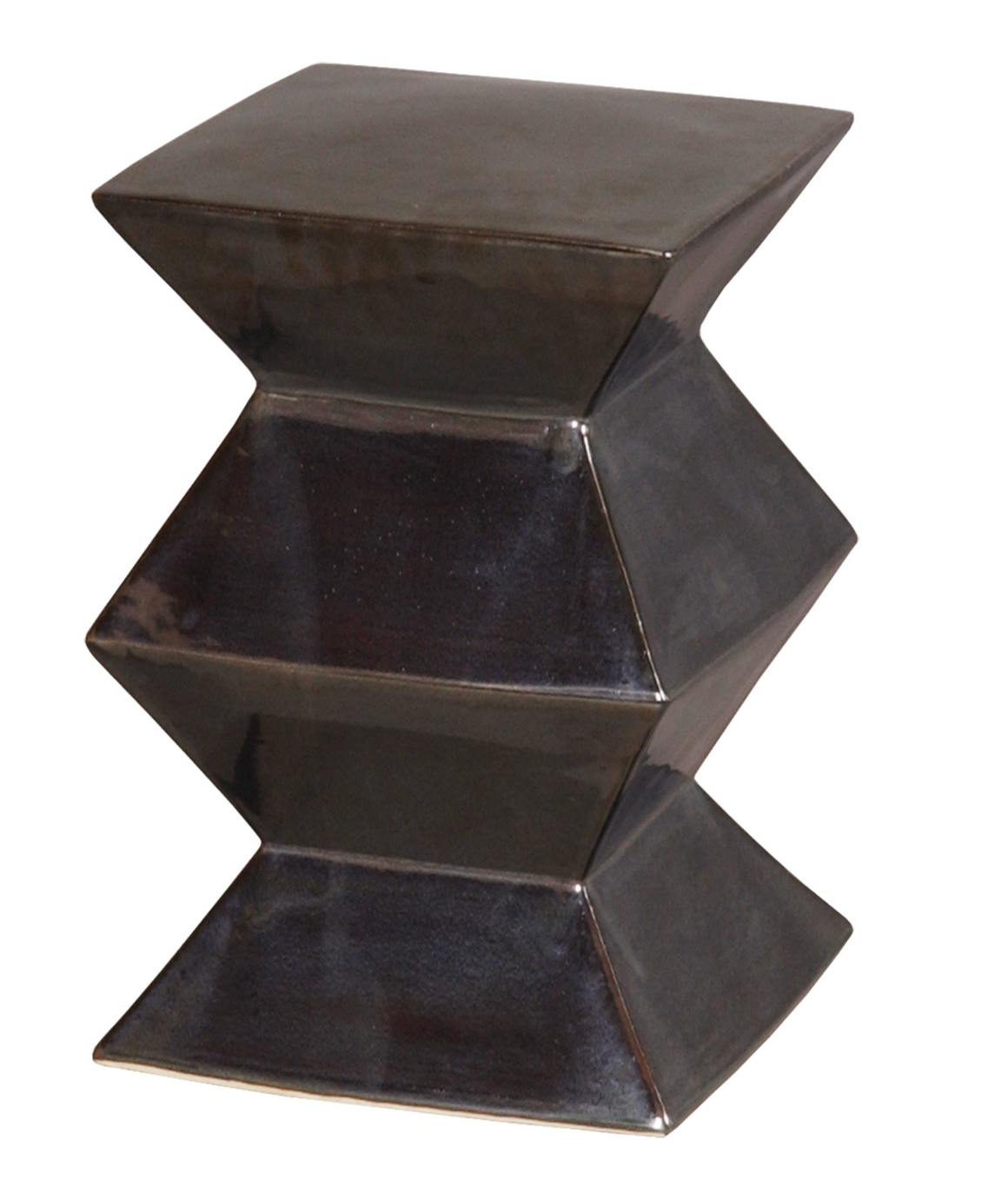 Metallic Black Zigzag Garden Stool