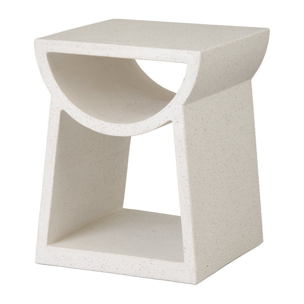 Ole Square Terrazzo Garden Stool - Matte White