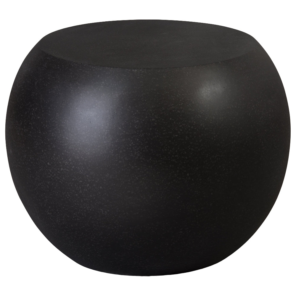 Round Terrazzo Garden Stool - Matte Black