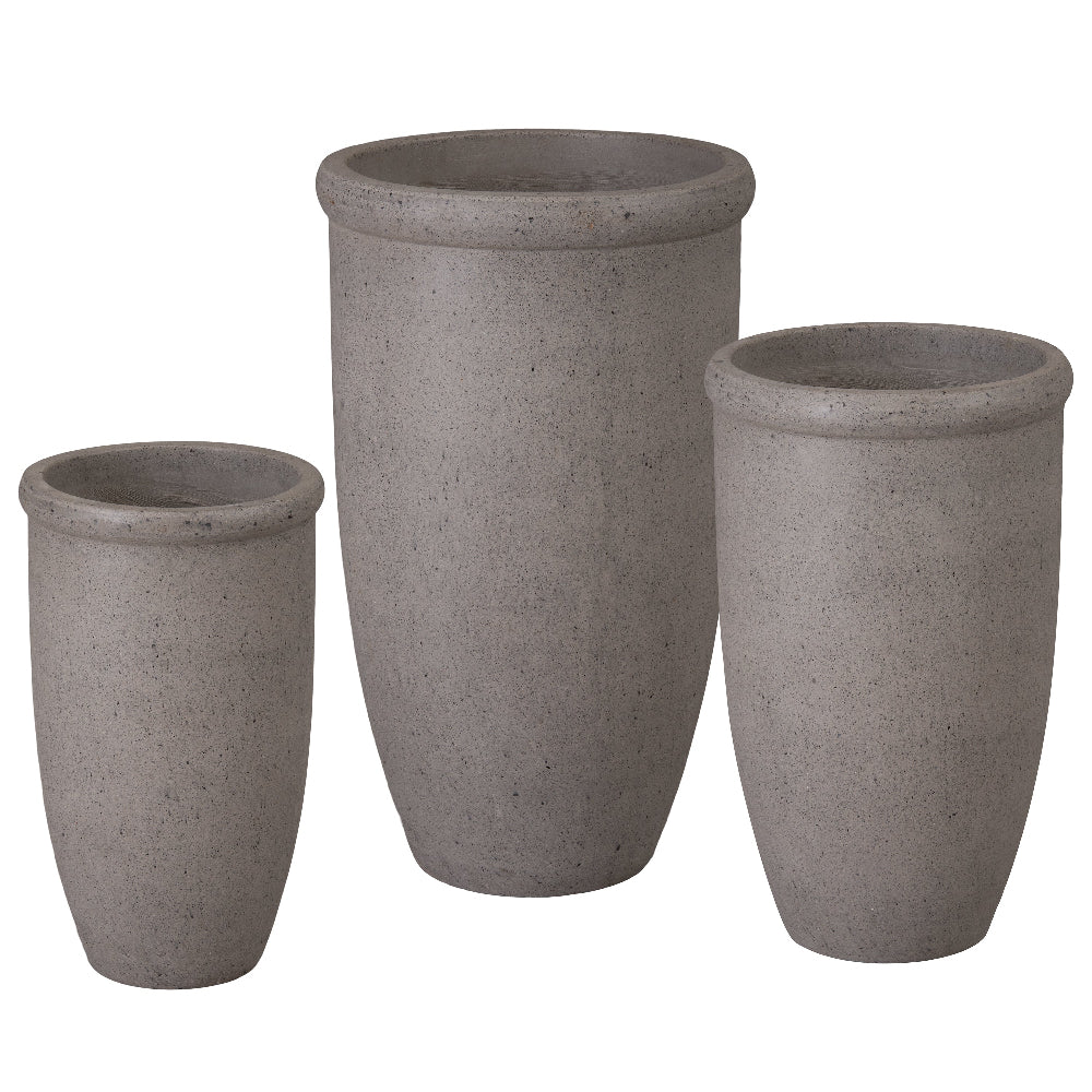 Gray Round Lip Terrazzo Planter – Set of 3