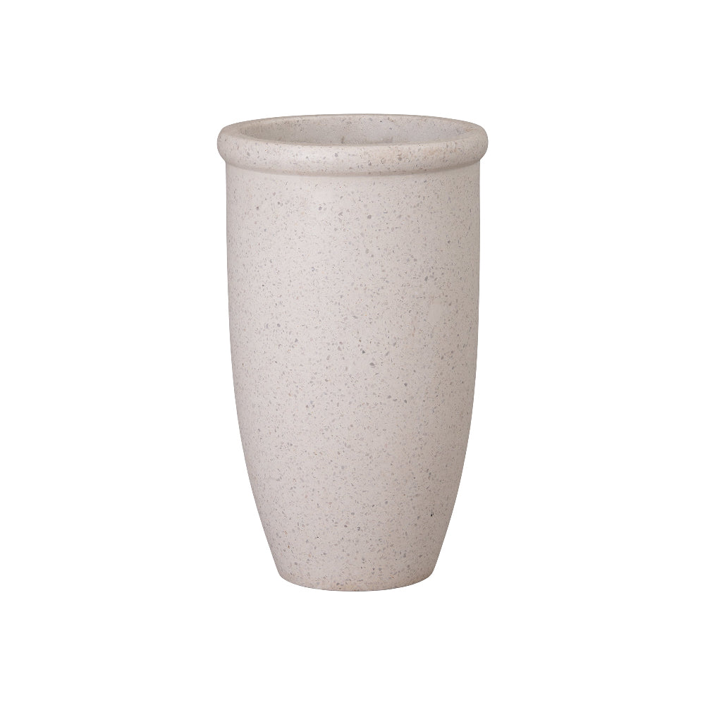 Small Round Lip Terrazzo Planter – White