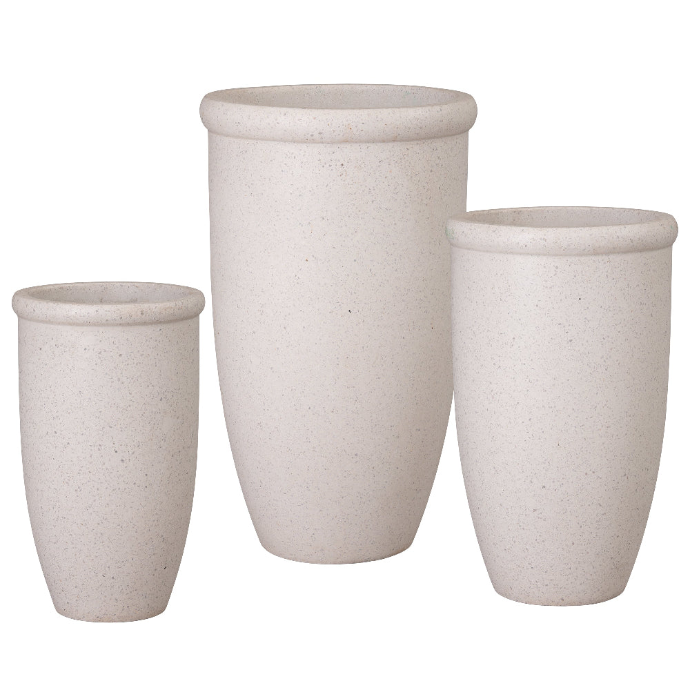 White Round Lip Terrazzo Planter – Set of 3