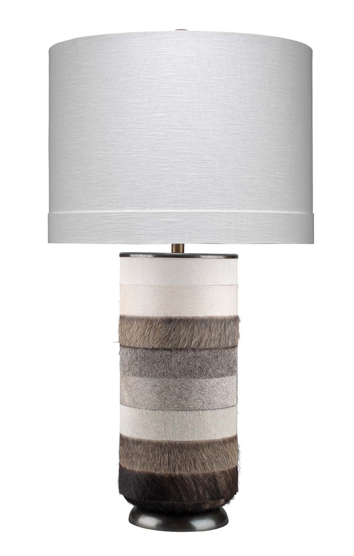 Winslow Hide Table Lamp with Linen Shade, Grey and White