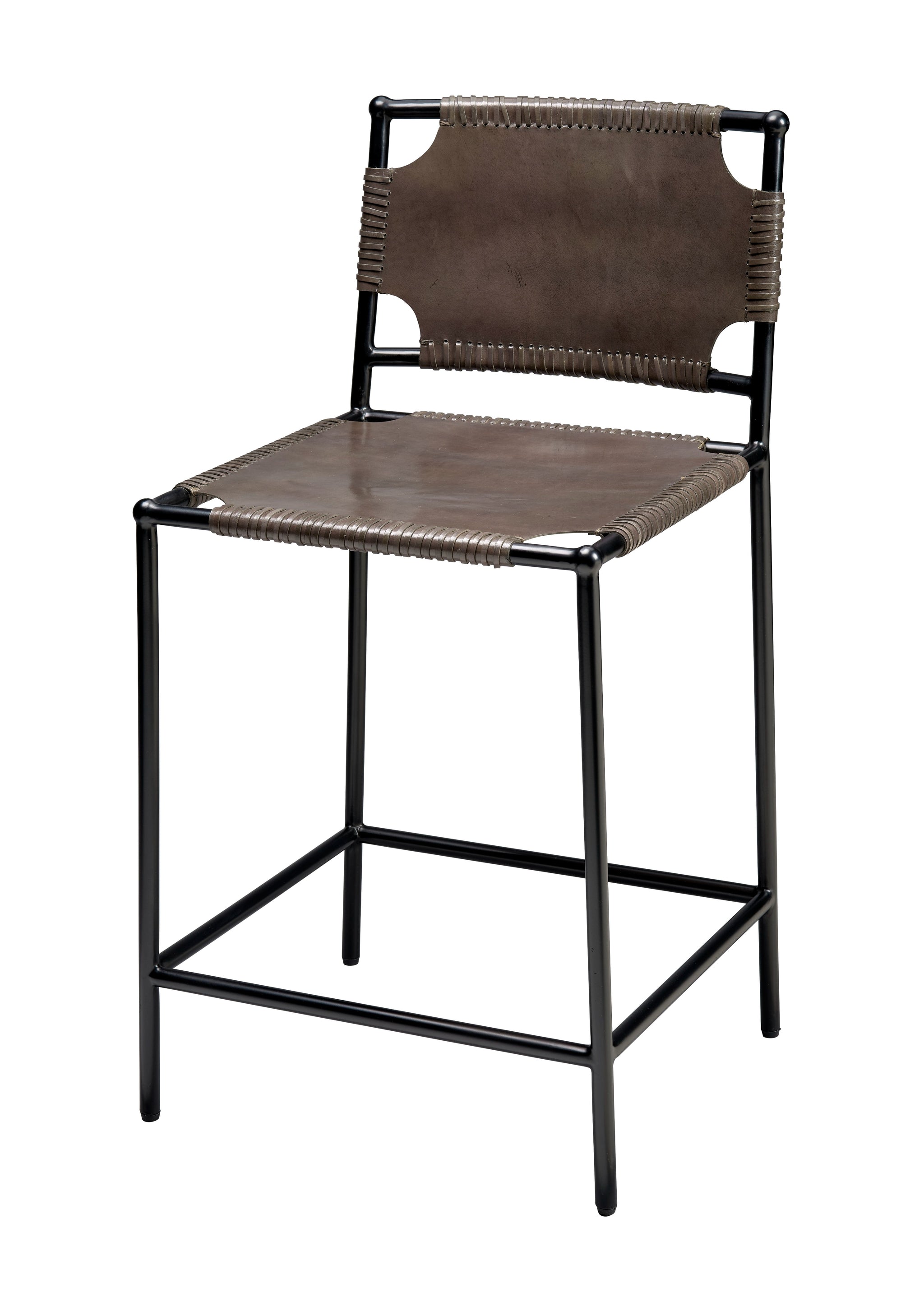 Asher Leather Counter Stool, Grey