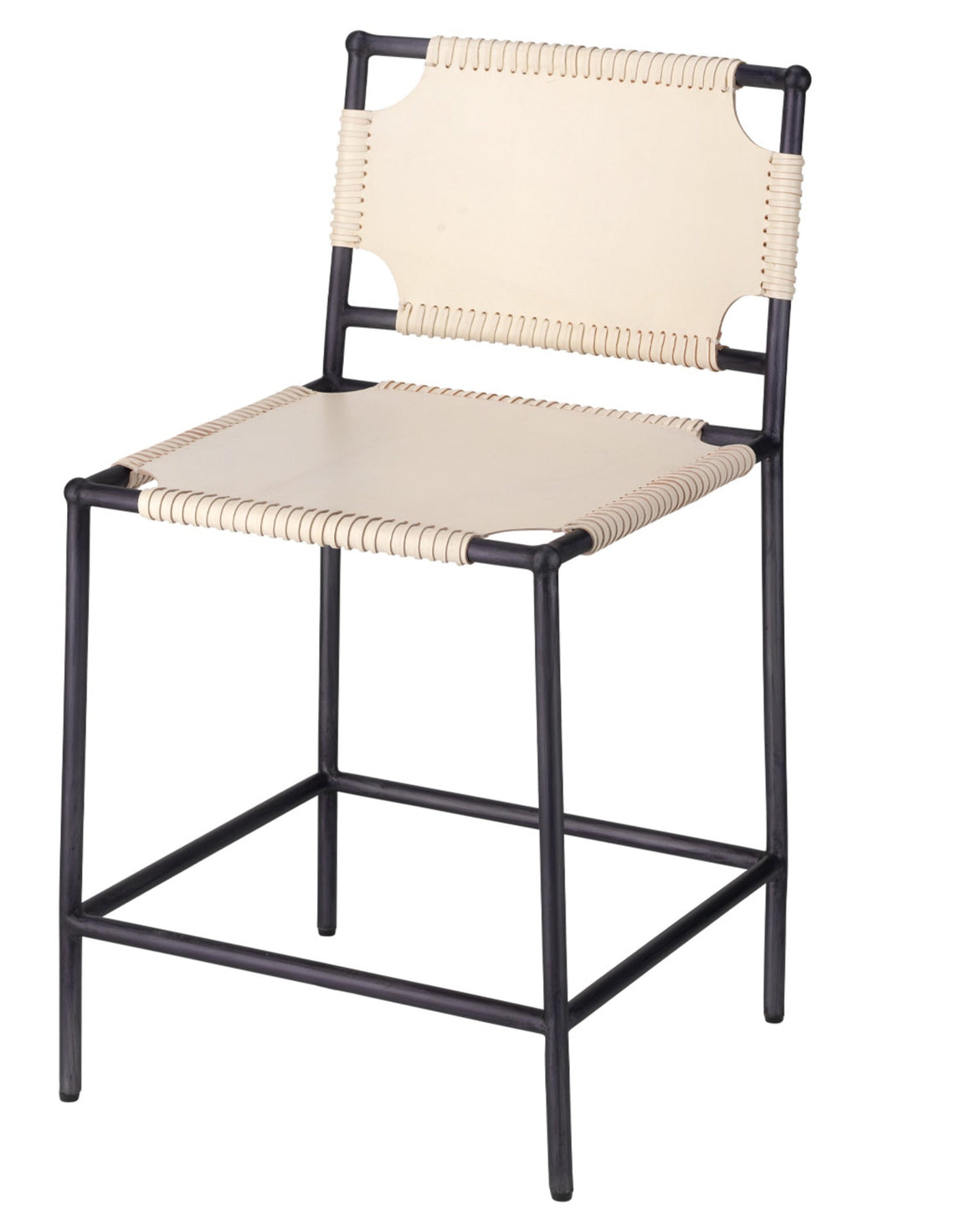 Asher Leather Counter Stool, White